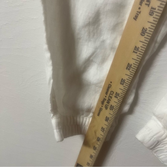 C&C California White Linen Jogger Pants Large Pull On Pockets Drawstring Travel - Picture 5 of 6